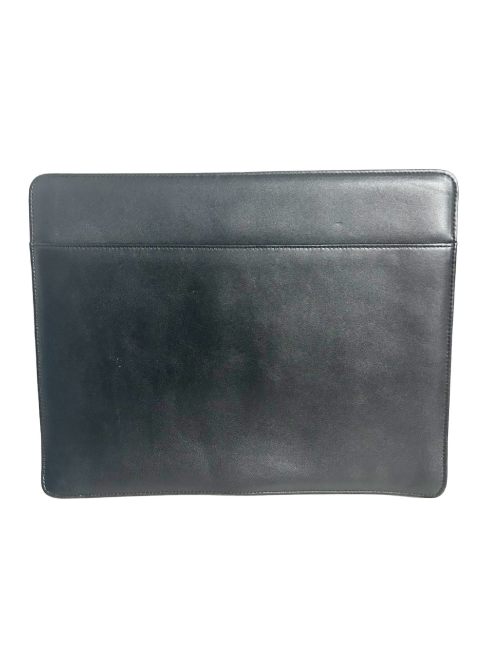 Levenger Black Leather Portfolio Sleeve Document Case Fabric Lined Expand Sides